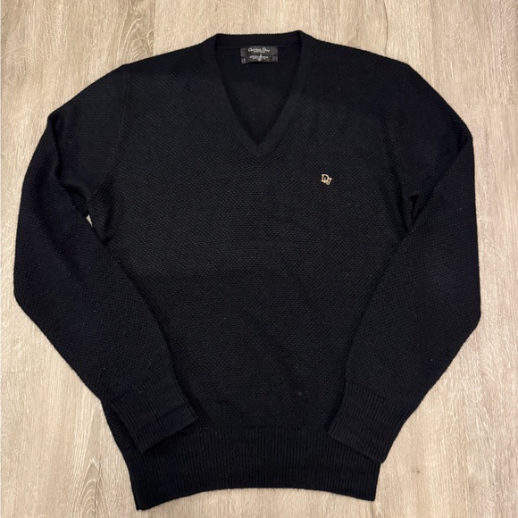 ♦︎希少♦︎Christian Dior Vネック ニット M ヴィンテージ 黒 Christian Dior Monsieur Mens V Neck Sweater